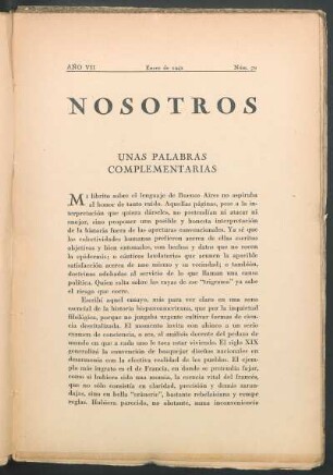 Unas palabras complementarias
