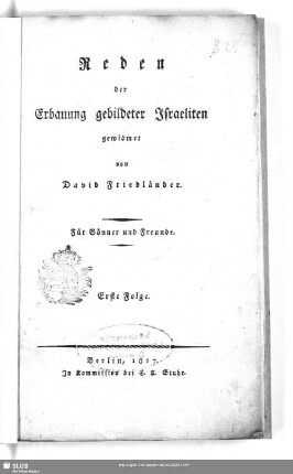 Reden der Erbauung gebildeter Israeliten gewidmet