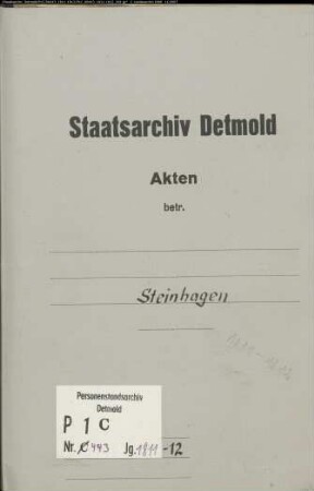 Belegakten zum Heiratsregister der evangelischen Gemeinde Steinhagen, Kreis Halle (1811-1812)