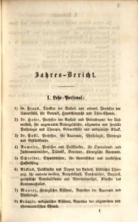 Jahresbericht der Königlichen Central-Thierarznei-Schule zu München. 1858