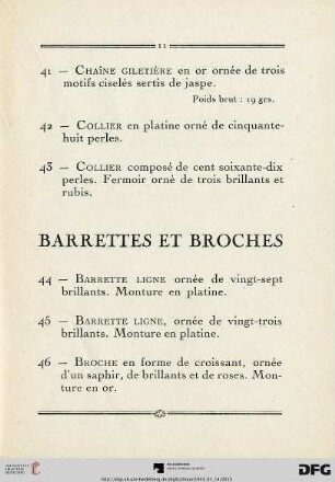 Barrettes Et Broches (Nr.44-50)