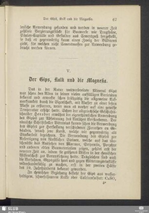 V. Der Gips, Kalk und die Magnesia