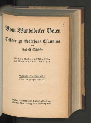 Vom Wandsbecker Boten : Bilder zu Matthias Claudius