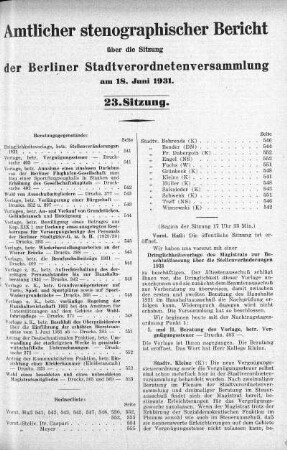 Sitzung 23, 18. Juni 1931