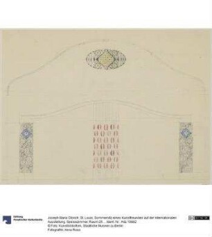 St. Louis, Sommersitz eines Kunstfreundes auf der internationalen Ausstellung, Speisezimmer, Raum 25, Aufriss der Südostwand