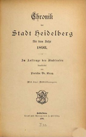 Chronik der Stadt Heidelberg : für d. Jahr ... [1]. 1893 (1895)