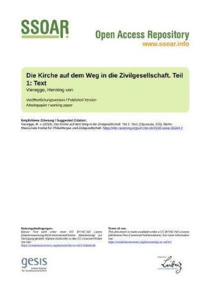 Die Kirche auf dem Weg in die Zivilgesellschaft. Teil 1: Text