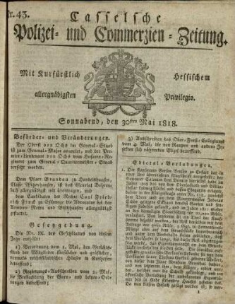 Nr. 43, Sonnabend, den 30sten Mai 1818