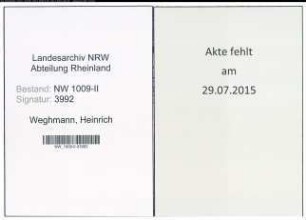 Entnazifizierung Heinrich Weghmann , geb. 27.07.1907 (Rechtsanwalt)