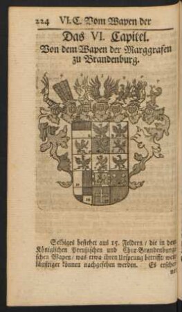 Das VI. Capitel. Von dem Wapen der Marggrafen zu Brandenburg