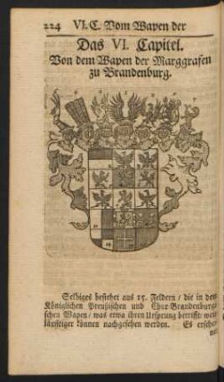 Das VI. Capitel. Von dem Wapen der Marggrafen zu Brandenburg