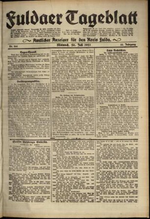 Ausgabe vom Mittwoch, den 20. Juli 1921.