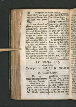 IV. Abtheilung. Sonntägliche Evangelien- und Epistel-Gesänge.