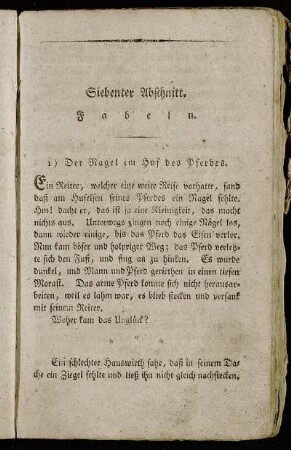 Siebenter Abschnitt. Fabeln.
