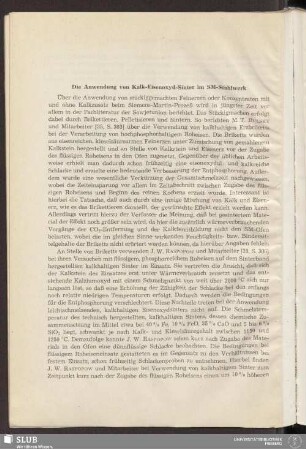 Die Anwendung von Kalk-Eisenoxyd-Sinter im SM-Stahlwerk