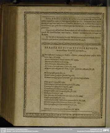 Errata Et Vitia Typographica, in contextu Consiliii commissa