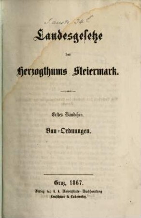 Landesgesetz. 1. 1867