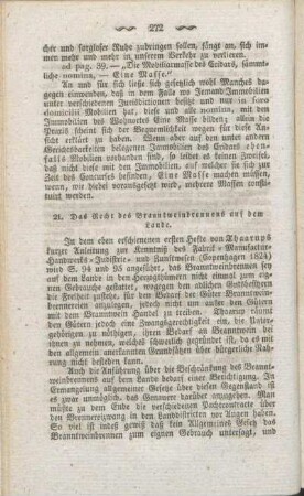 21. Das Recht des Branntweinbrennens auf dem Lande.