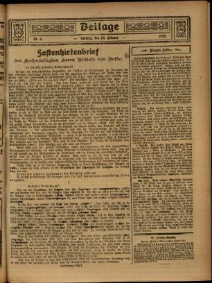 Zweite Ausgabe vom Sonntag, den 29. Februar 1920.