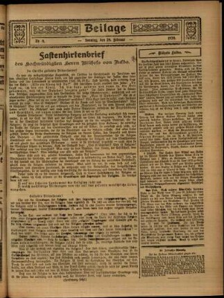 Zweite Ausgabe vom Sonntag, den 29. Februar 1920.