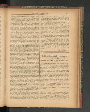 L'Enseignement Étranger en Chine.