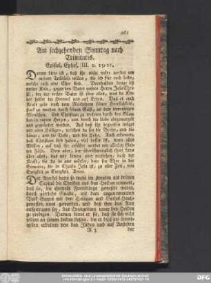Am sechzehenden Sonntag nach Trinitatis. Epistel, Ephes. III. v. 13 - 21.