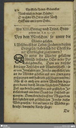 Am XIII. Sontag nach Trinit.