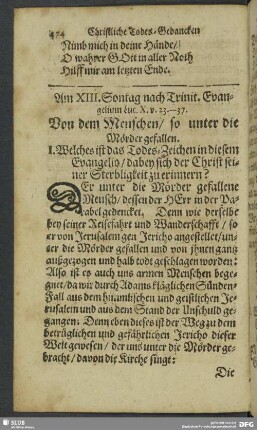 Am XIII. Sontag nach Trinit.