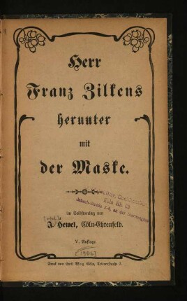 Herr Franz Zilkens herunter mit der Maske!