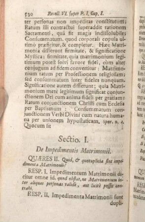 Sectio I. De Impedimentis Matrimonii.