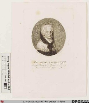 Bildnis Philippine Charlotte, Herzogin zu Braunschweig-Lüneburg-Wolfenbüttel, geb. Prinzessin von Preußen