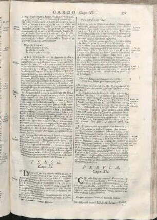 Felce. Capo XI. [Pervla, Capo XII., Fieno, Fieno Greco Capo XIII., Finocchio. Capo XIV., Formento, Grano Spica. Capo XV., Fraghe Cap. XVI., Fvngo Cap. XVII., Givnco Cap. XVIII., Gramigna Cap. XIX., Lattvca Cap. XX., Lino, Lino Asbestino Cap. XXI.]