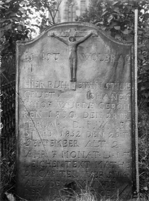 Grabstein: Johannes Imhof, 1850-1852