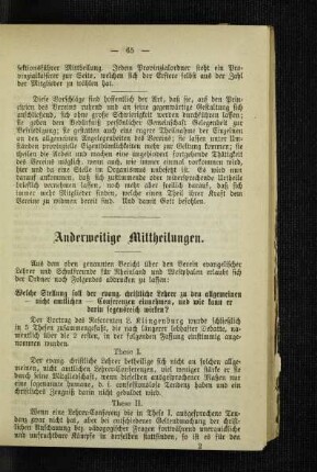 Anderweitige Mittheilungen