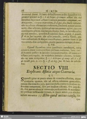 Sectio VIII. Explicans Affinia atque Contraria