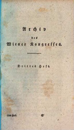 Archiv des Wiener Kongresses. 3. 1815