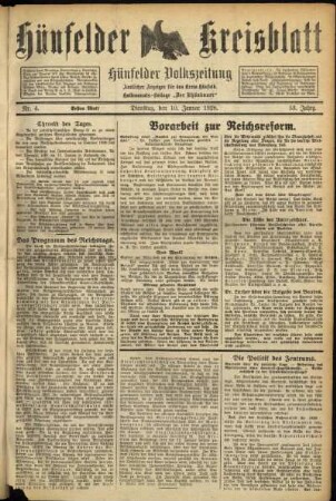 Erste Ausgabe vom Dienstag, den 10. Januar 1928.