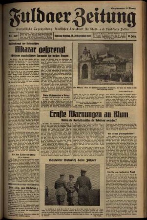 Erste Ausgabe vom Sonntag, den 20. September 1936.