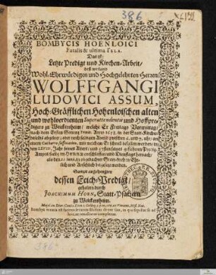 Letzte Predigt des Wolfgang Ludwig Assum