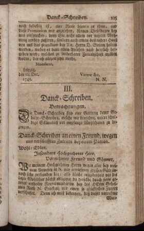 III. Danck-Schreiben.