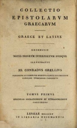 Collectio Epistolarum graecarum : graece et latine