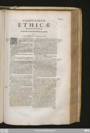Compendium Ethicae Aristotelicae Ad Normam Veritatis Christianae revocatum, Ab Antonio Walaeo.