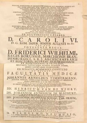 Programma ad promotionem doctoralem Henrici van de Wehrt ... Johannis Antonii de Blecourt ... Johannis Henrici Schaaf, Car. filium
