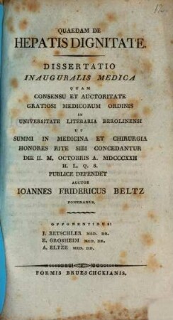 Quaedam de hepatis dignitate : Diss. inaug. med.