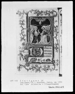 Lateinisches Stundenbuch — Bildseite mit Textanfang, Folio 130verso
