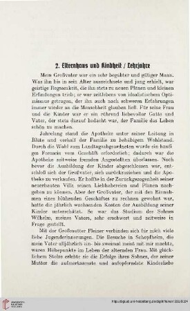 2. Elternhaus und Kindheit / Lehrjahre