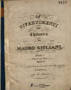 36 divertimenti per chitarra, 1. Parte 1, opera 37
