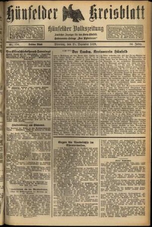 Dritte Ausgabe vom Dienstag, den 25. Dezember 1928.