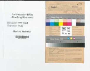 Entnazifizierung Heinrich Backat , geb. 02.04.1892 (Polizeibeamter)