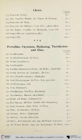 Porzellan, Fayencen, Steinzeug, Terrakotten und Glas (Nr. 180-218)